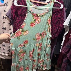 Torrid Floral Print Tank Top in Mint and Pink